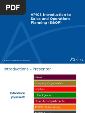 Apics Introduction To S Op Pdm Logistics Inventory