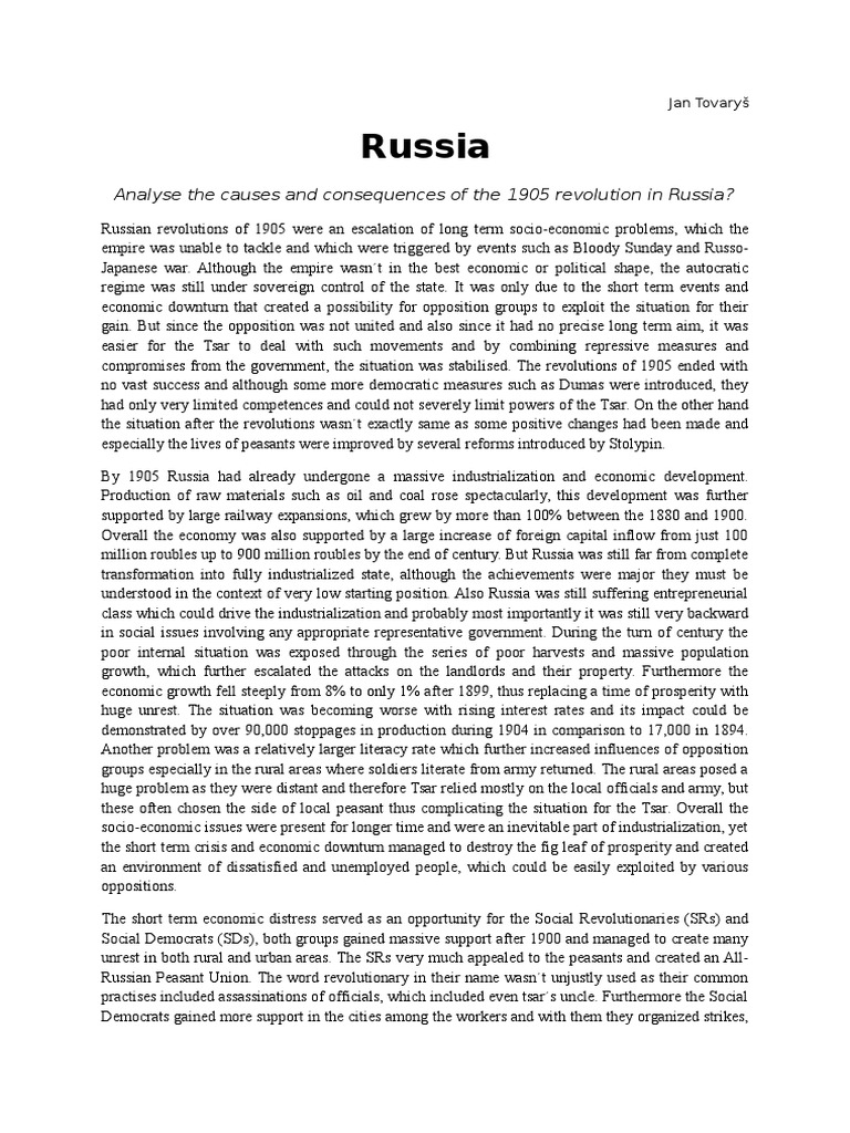 cause of russian revolution essay