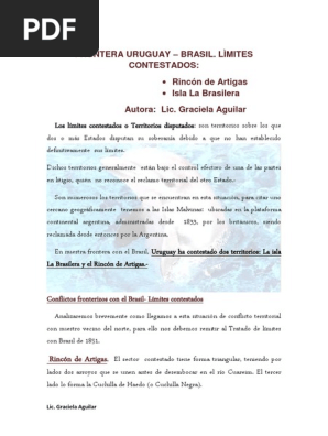 Frontera Uruguay Limites Contestados Graciela Aguilar Geografia Relaciones Internacionales