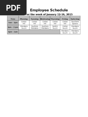 employee schedule