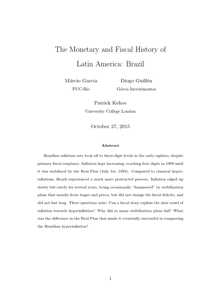 Brazil's Hyperinflation and Fiscal Policies | PDF | Fiscal Policy ...