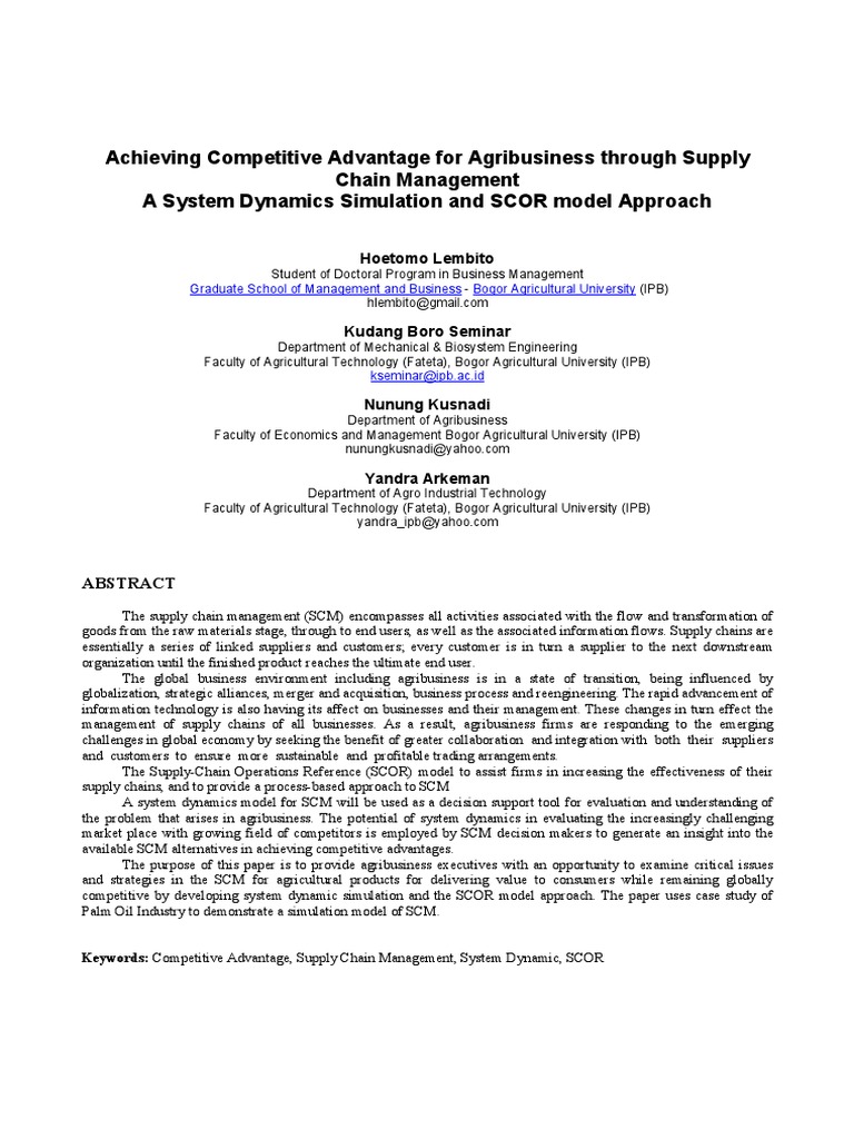 Agribusiness Supply Chain Insights | PDF | Supply Chain | Supply Chain ...