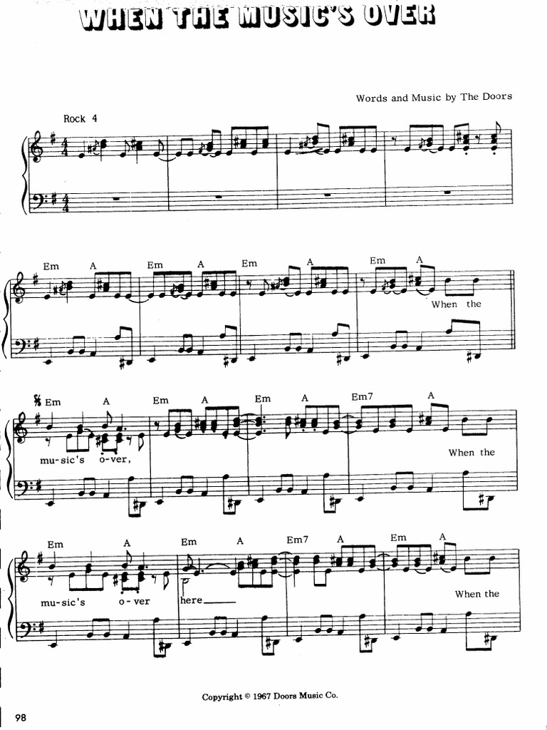 When The Musics Over Piano Sheet Doors | PDF