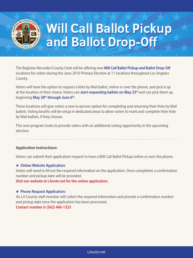 Will-Call Ballot Pickup and Ballot Drop-Off Locations | PDF | Postal ...