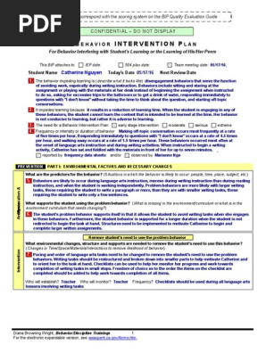 behavior intervention plan