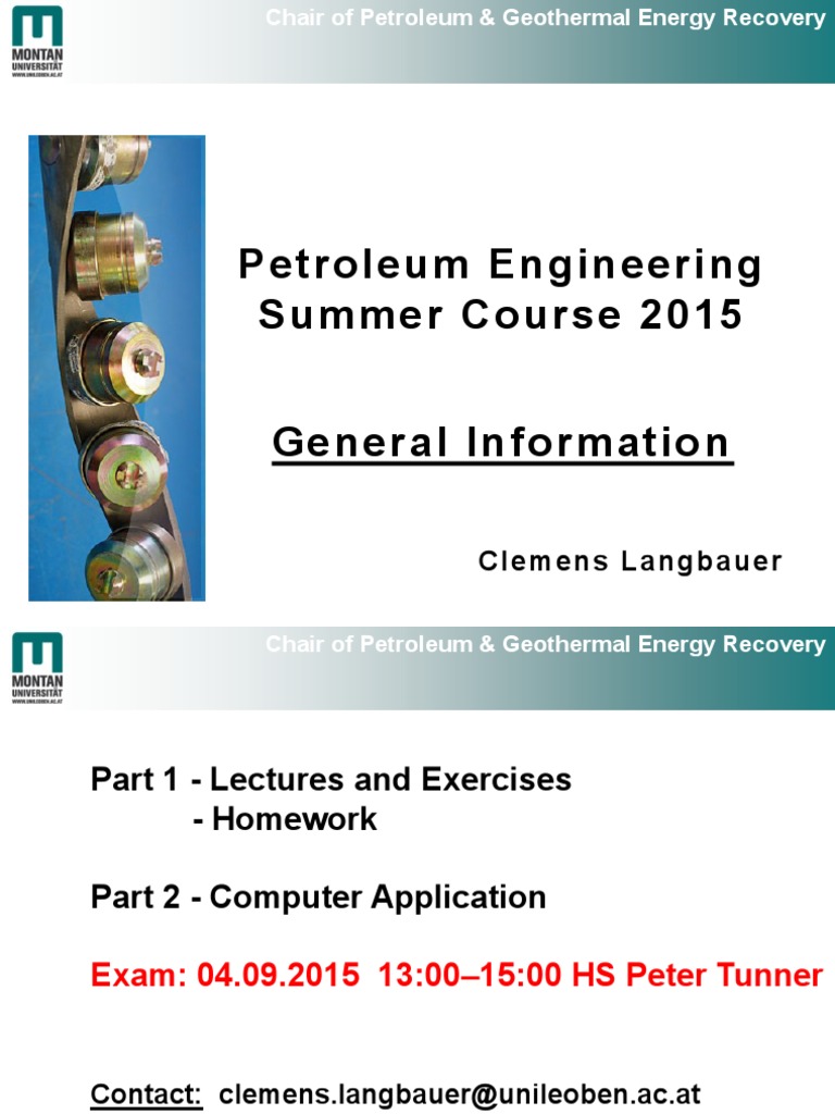 Petroleum Engineering Summer Course 2015 | PDF