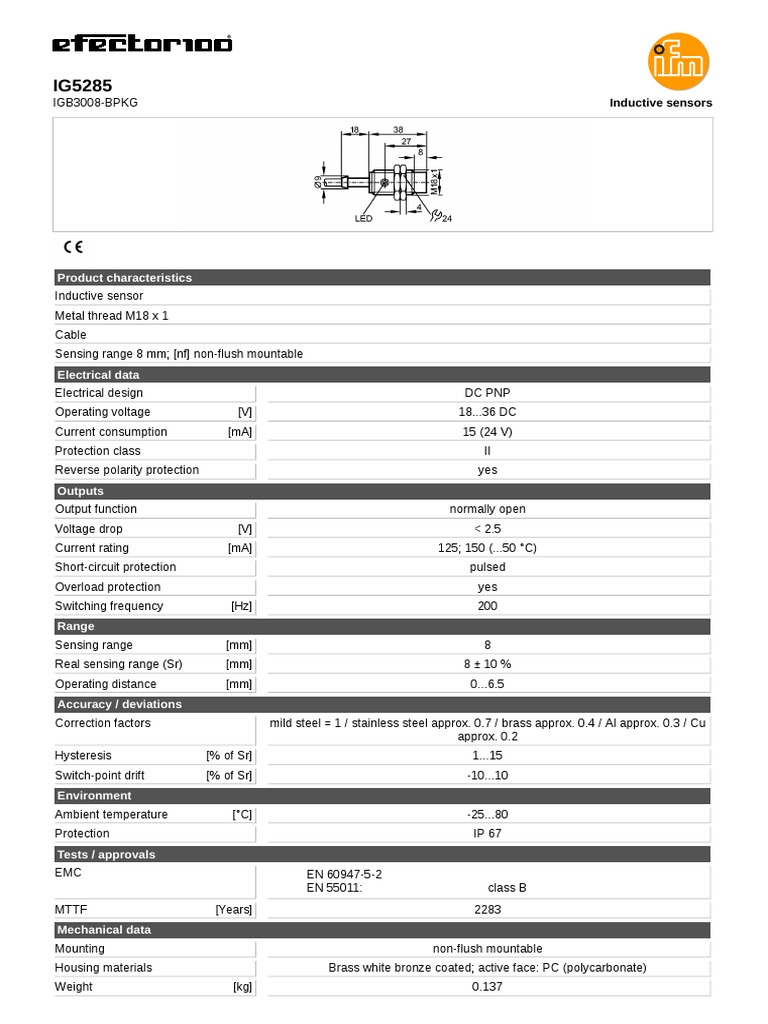 Product Characteristics: Inductive Sensors | PDF