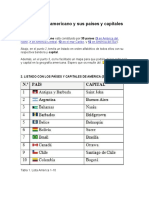 Continente Americano y Sus Países y Capitales