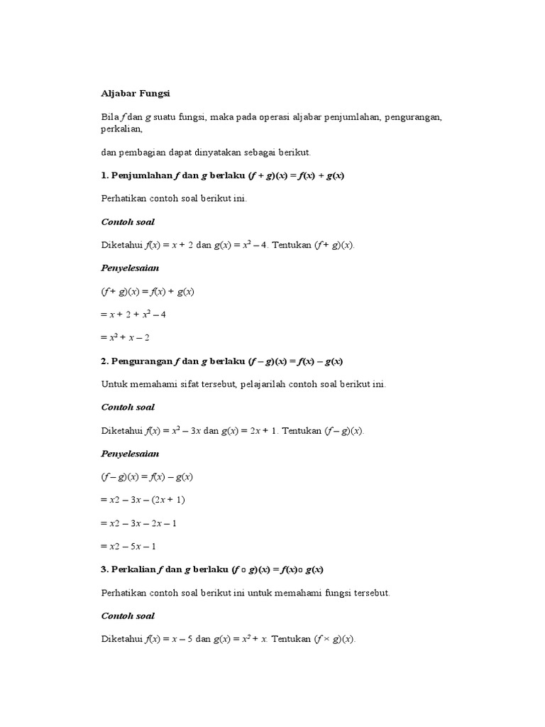 Aljabar Fungsi