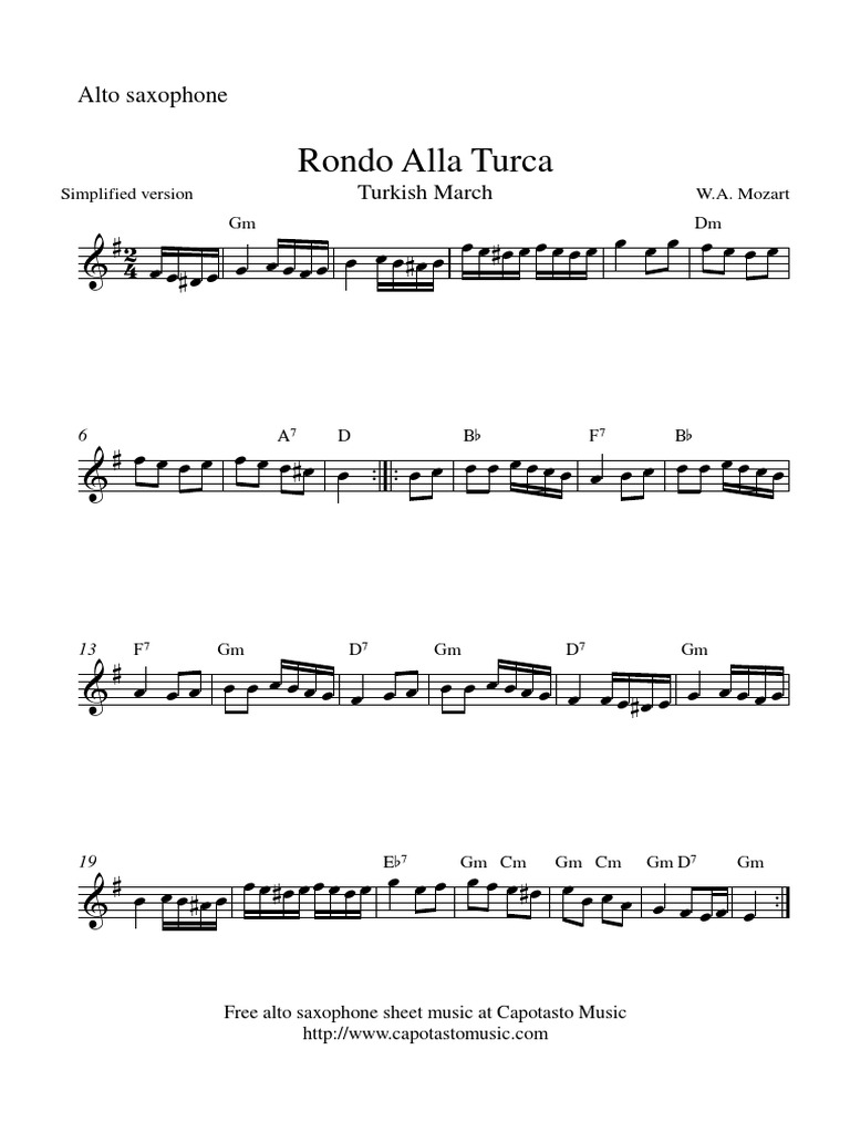 Rondo Alla Turca Alto Saxophone | PDF