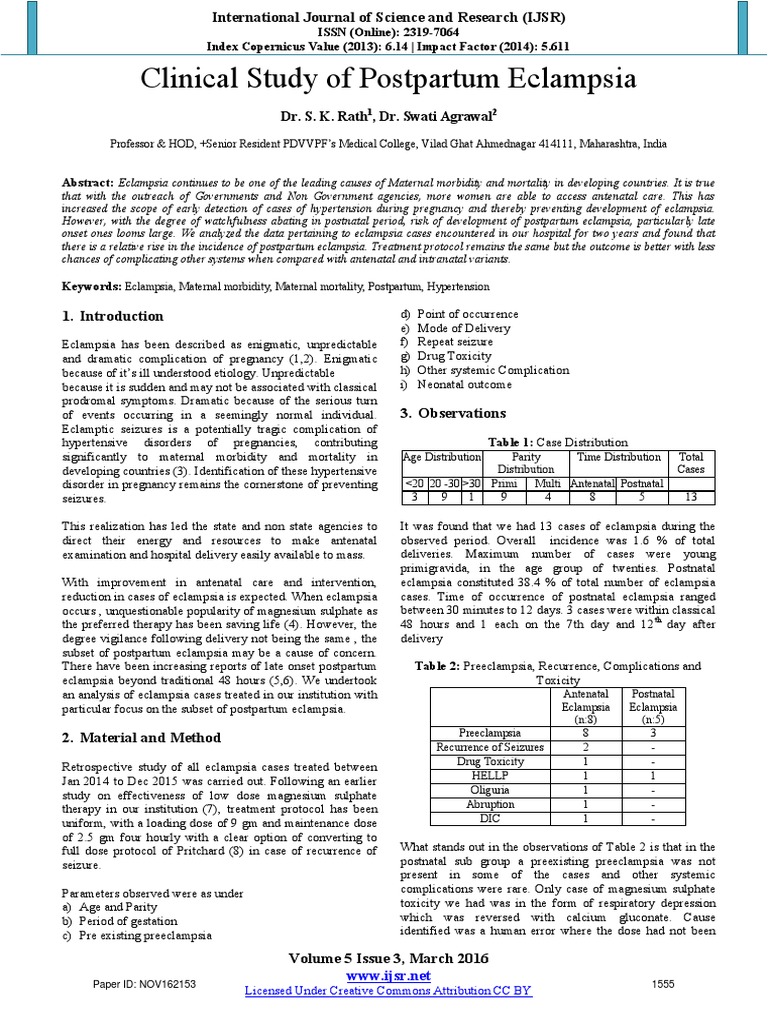Postpartum Eclampsia PDF Public Health Medicine