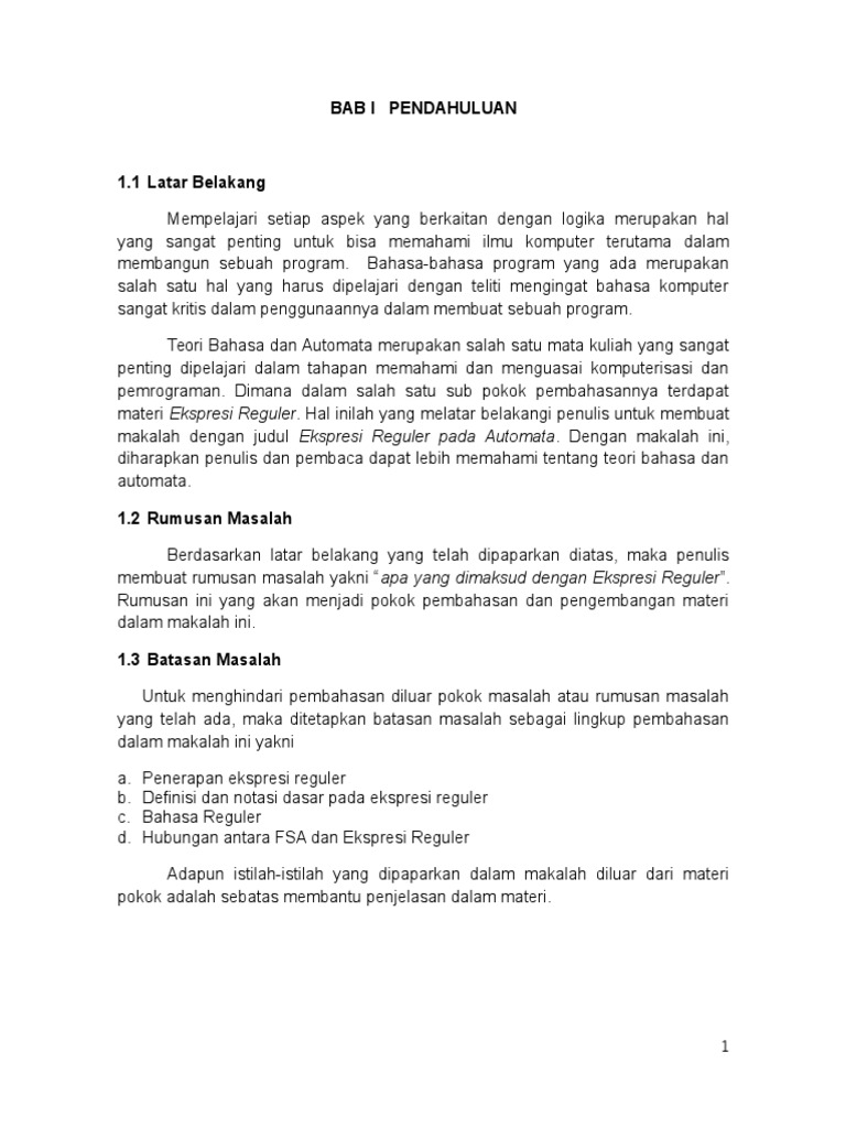 Makalah Ekspresi Leguler Automata