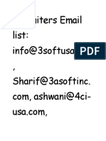 Recruiters Email List:, Sharif@3asoftinc. Com, Ashwani@4ci
