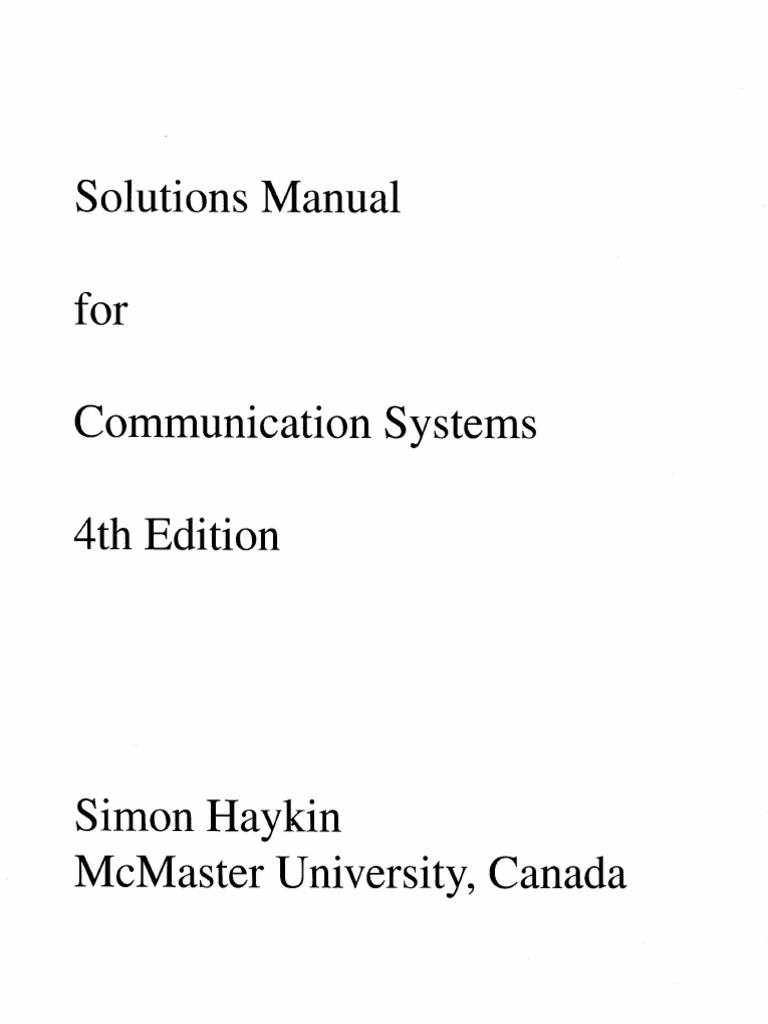 Solution Manual For Munication Systems Haykin