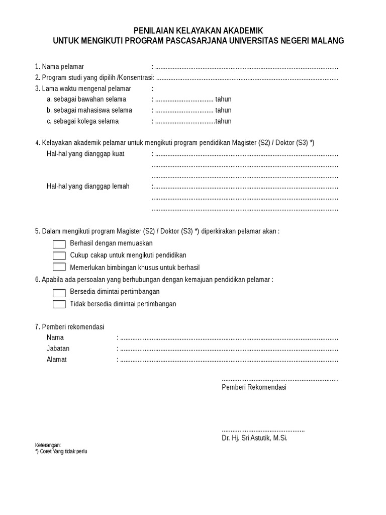 Form Rekomendasi Dosen Pdf