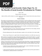 Download The Benefits of Social Security Privatization for Women Cato Social Security Choice Paper by Cato Institute SN31323382 doc pdf