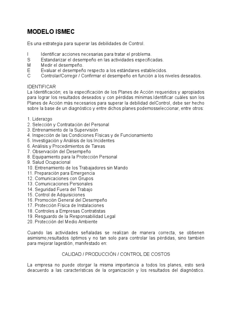 Modelo ISMEC: Estrategia de Control | PDF | Medición | Calidad (comercial)