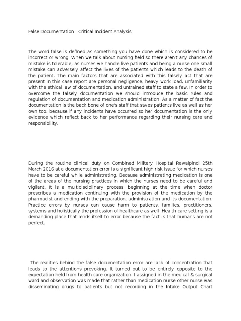 WHAT IS FALSE DOCUMENTATION IN NURSING intelligence overview