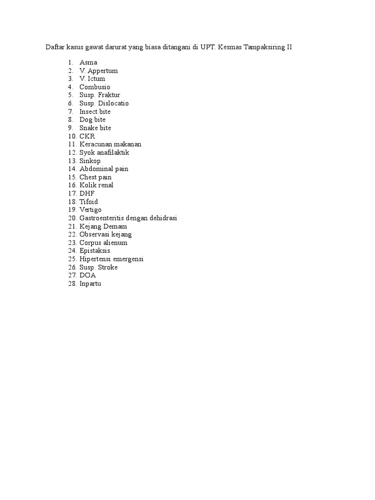 10 Kasus Gawat Darurat Di Puskesmas Guru Galeri