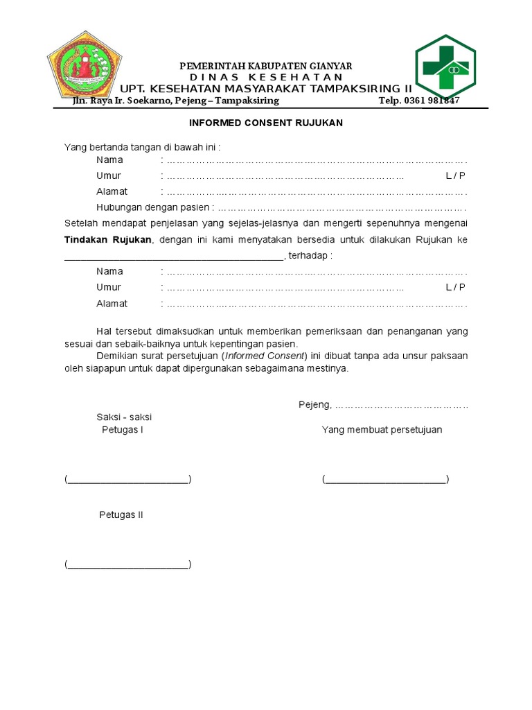 Formulir Informed Consent Rujukan | PDF