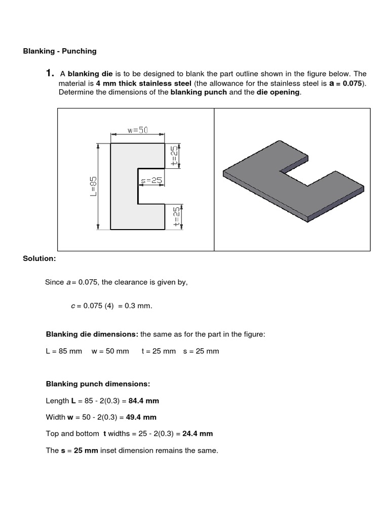 Press Tool Calculation For Die & Punch Size Chemical Substances
