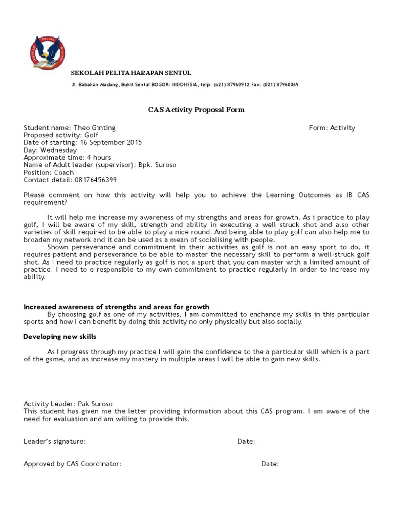Golf CAS Activity Proposal Form | PDF | Career & Growth | Self-Improvement