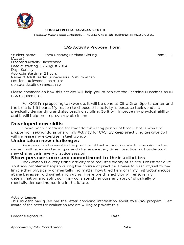 Taekwondo CAS Activity Proposal | PDF | Career & Growth