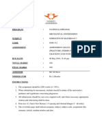 Assignment - Fracture, SCC & Fatigue