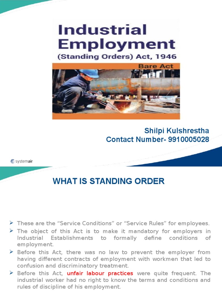 Industrial Employment (Standing Orders) Act, 1946 Trade Union