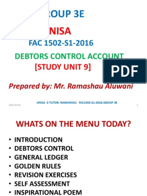 Fac1502 Debtors Control Notes Pdf Debits And Credits Money