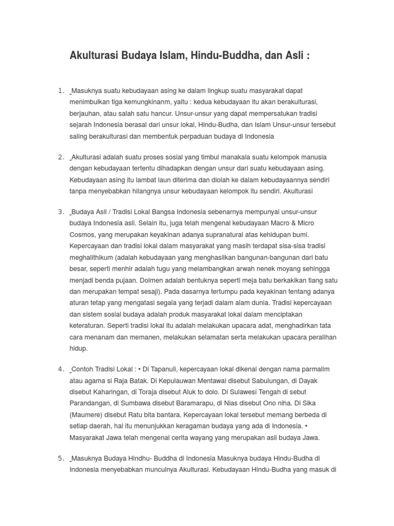 Contoh Akulturasi Budaya Lokal Dan Hindu Budha - Simak 