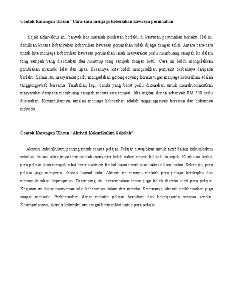 Contoh Karangan Ulasan Pdf
