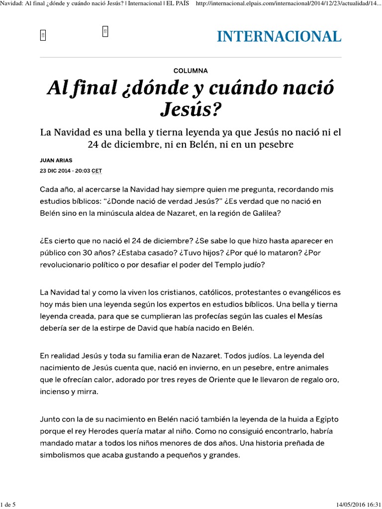 Navidad - Al Final ¿Dónde y Cuándo Nació Jesús - Internacional - EL ...