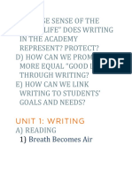Unit 1: Writing: Breath Becomes Air