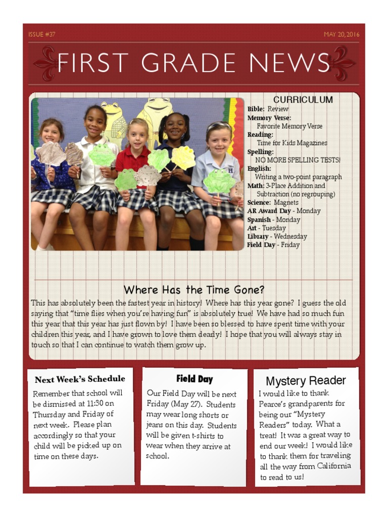 First Grade News & Events Update | PDF