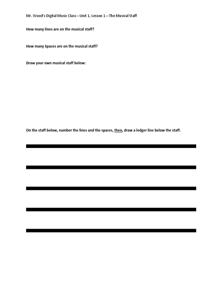 Musical Staff Basics Lesson | PDF | Home & Garden
