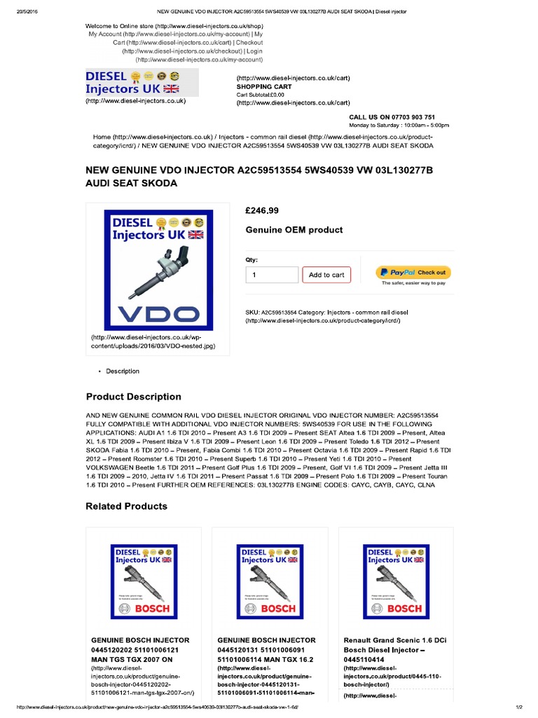 Vdo Injector A2c59513554 5w.. | PDF