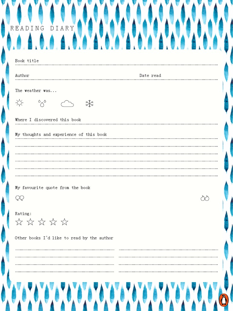 Reading Diary Template | PDF | General Fiction