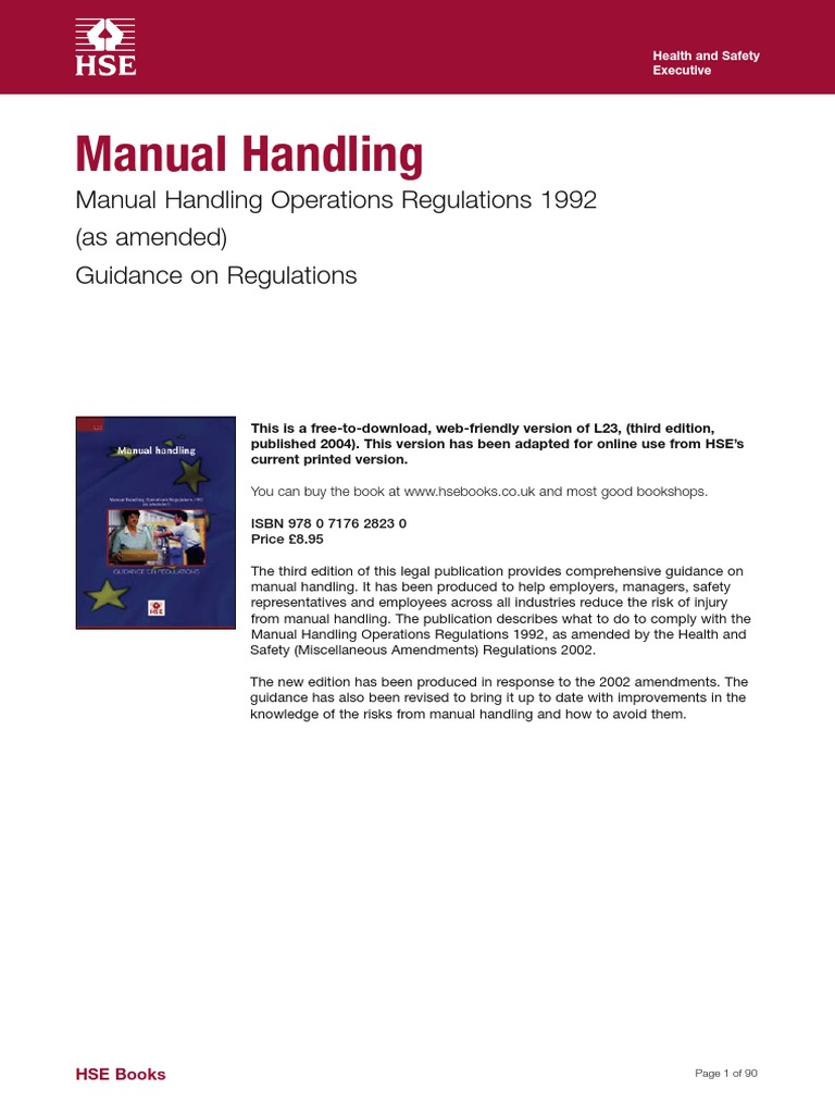 HSE Manual Handling PDF Occupational Safety And Health Employment