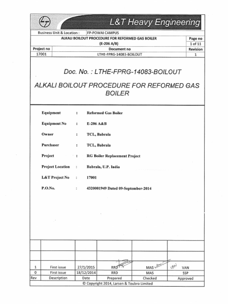 Alkali Boil Out Procedure Rev1 PDF Boiler Sodium Hydroxide