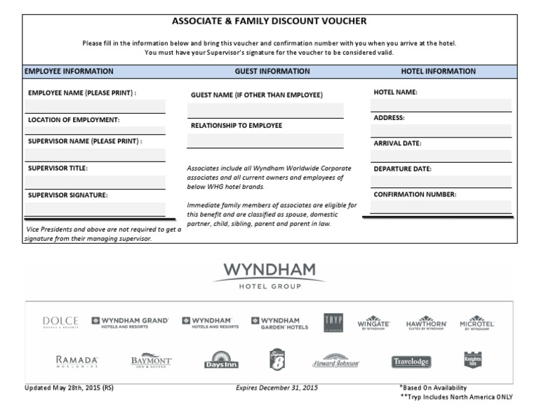 Wyndham Employee Discount Voucher Form | PDF | Family | Society