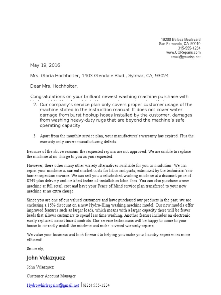 Neg Response Letter | PDF | Electrical Engineering | Manufacturing And ...