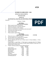 M.B.A. Degree Examination - 2011: 230. Financial Analysis and Industrial Financiing