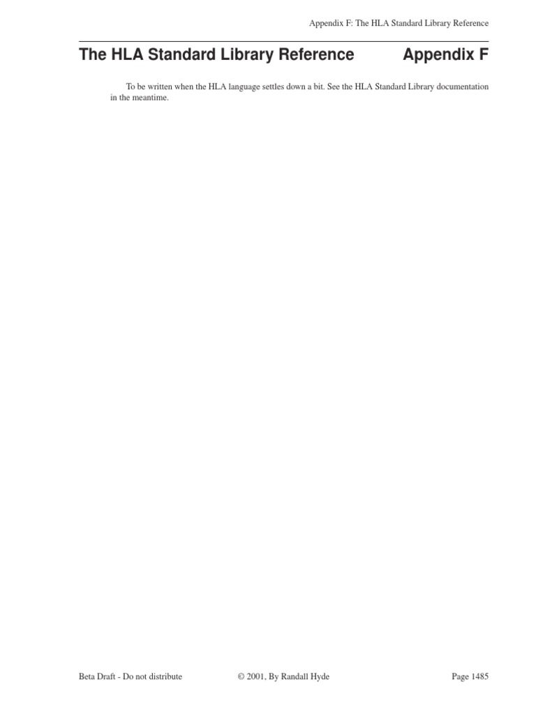 Appendix F: The HLA Standard Library Reference | PDF