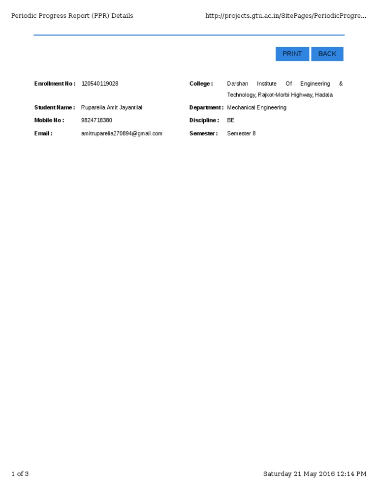Mechanical Engineering PPR Report | PDF | Technology & Engineering