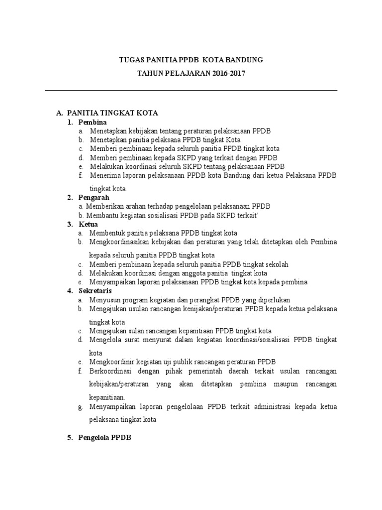Tugas Panitia PPDB | PDF