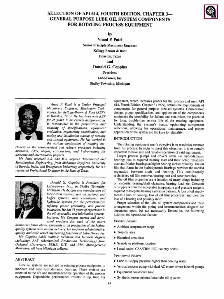 API 614 Manual | PDF