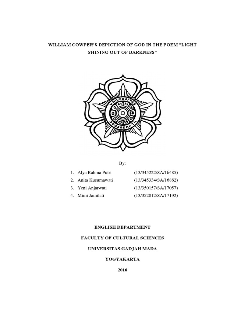 William Cowper S Depiction Of God In The Poem Light Shining Out Of Darkness Poetry Religion And Belief