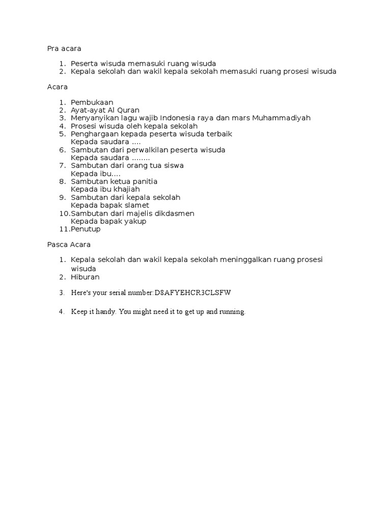 Susunan Acara Wisuda