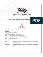 Print Buyer PAN No. in Invoice Printed by Tally ERP